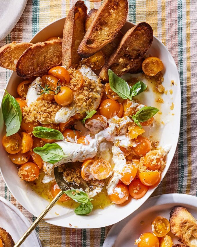 Sun Gold Tomato Caprese with Burrata Cheese